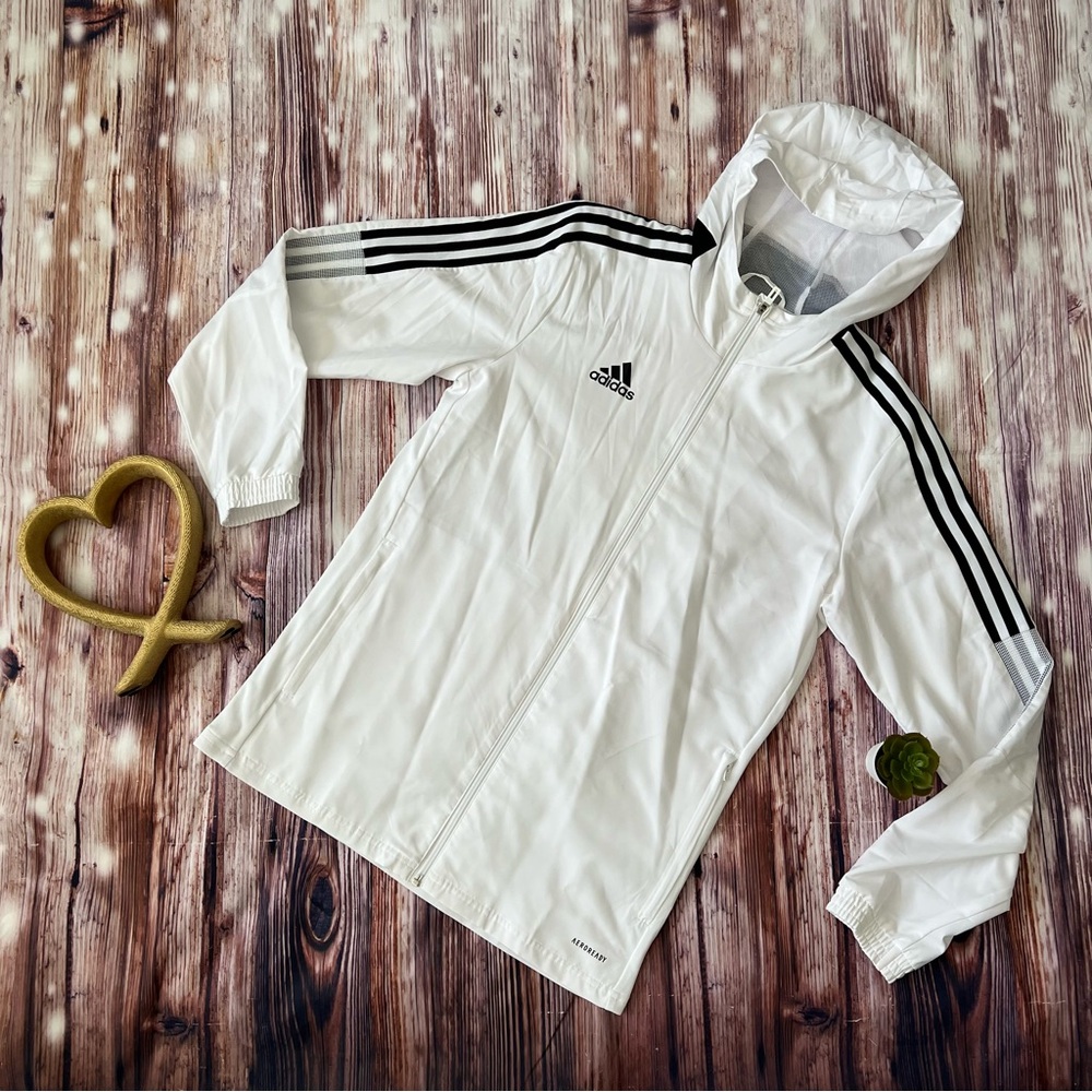 Adidas White Windbreaker Lightweight Jacket